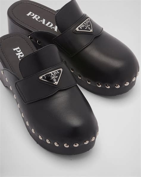 prada studded leather clogs|Black Studded Leather Clogs .